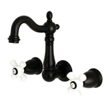 Heritage Double-Handle 3-Hole Wall Mount Bathroom Faucet