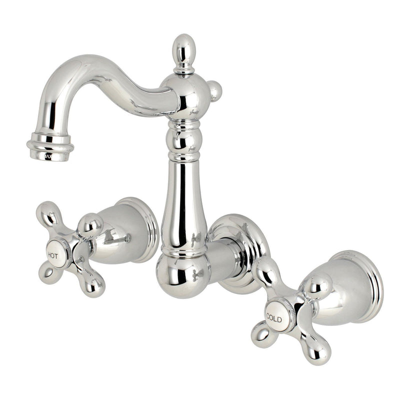 Heritage Double-Handle 3-Hole Wall Mount Bathroom Faucet