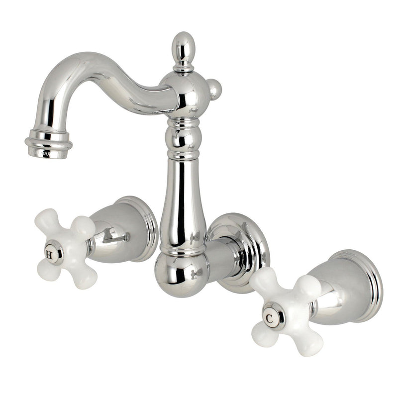 Heritage Double-Handle 3-Hole Wall Mount Bathroom Faucet