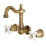 Heritage Double-Handle 3-Hole Wall Mount Bathroom Faucet