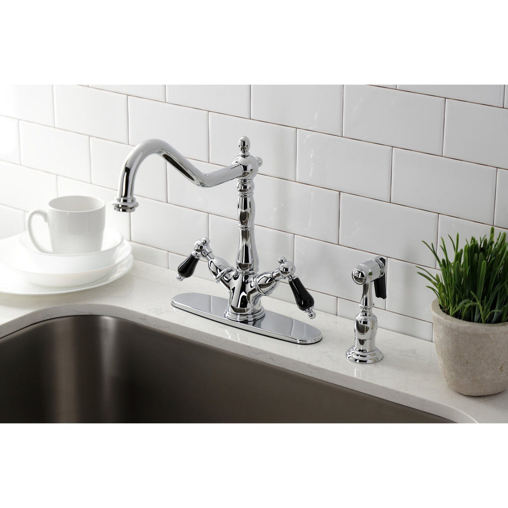 Duchess Two-Handle 2-or-4 Hole Deck Mount Kitchen Faucet with Brass Sprayer