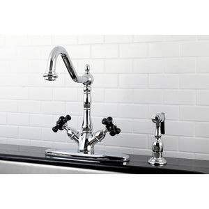 Duchess Two-Handle 2-or-4 Hole Kitchen Faucet with Deck Plate and Brass Sprayer