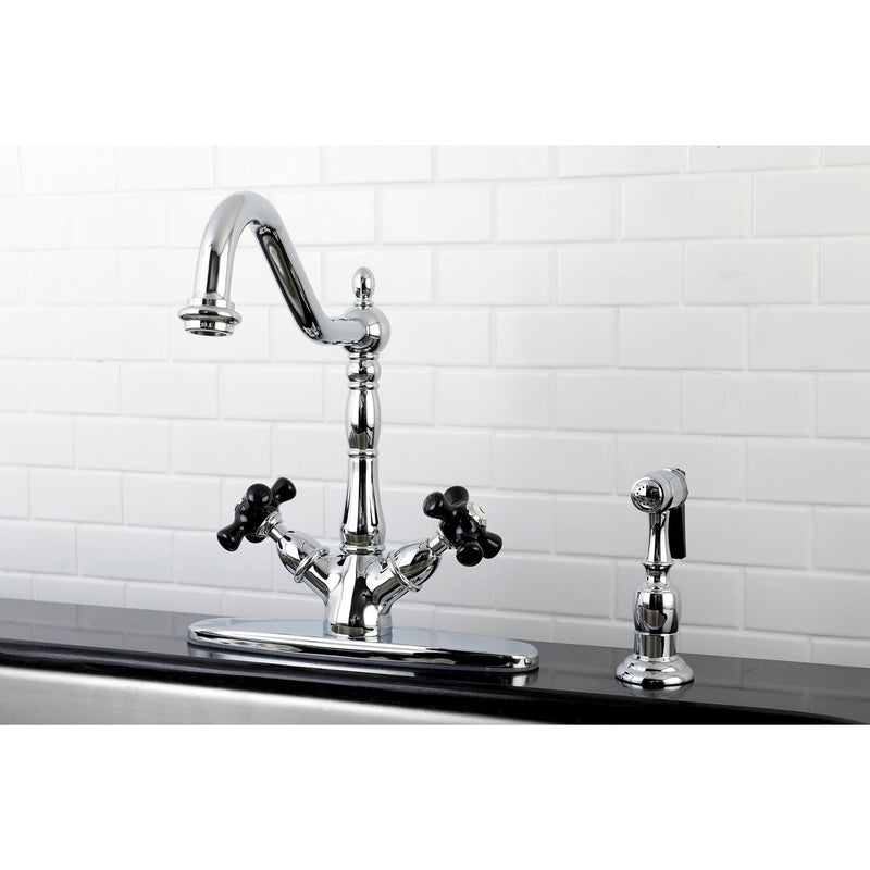 Duchess Two-Handle 2-or-4 Hole Kitchen Faucet with Brass Sprayer