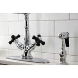 Duchess Two-Handle 2-or-4 Hole Kitchen Faucet with Deck Plate and Brass Sprayer
