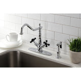 Duchess Two-Handle 2-or-4 Hole Kitchen Faucet with Deck Plate and Brass Sprayer