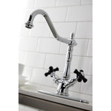 Duchess Two-Handle 2-or-4 Hole Kitchen Faucet with Deck Plate and Brass Sprayer