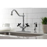 Duchess Two-Handle 2-or-4 Hole Deck Mount Kitchen Faucet with Brass Sprayer