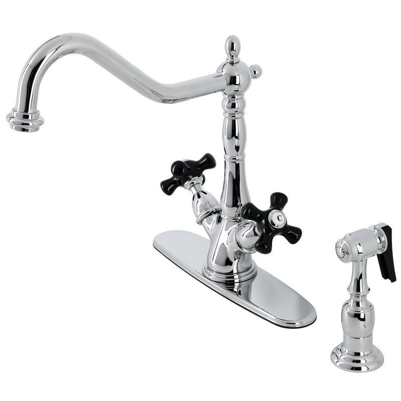 Duchess Two-Handle 2-or-4 Hole Kitchen Faucet with Brass Sprayer