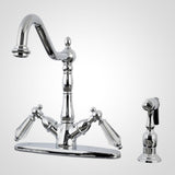 Wilshire Two-Handle 2-or-4 Hole Deck Mount Kitchen Faucet with Brass Sprayer
