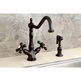 Heritage Two-Handle 2-or-4 Hole Kitchen Faucet with Deck Plate and Brass Sprayer