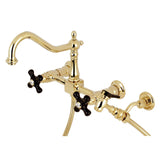 Duchess Double-Handle 3-Hole Wall-Mount Bridge Kitchen Faucet with Brass Sprayer