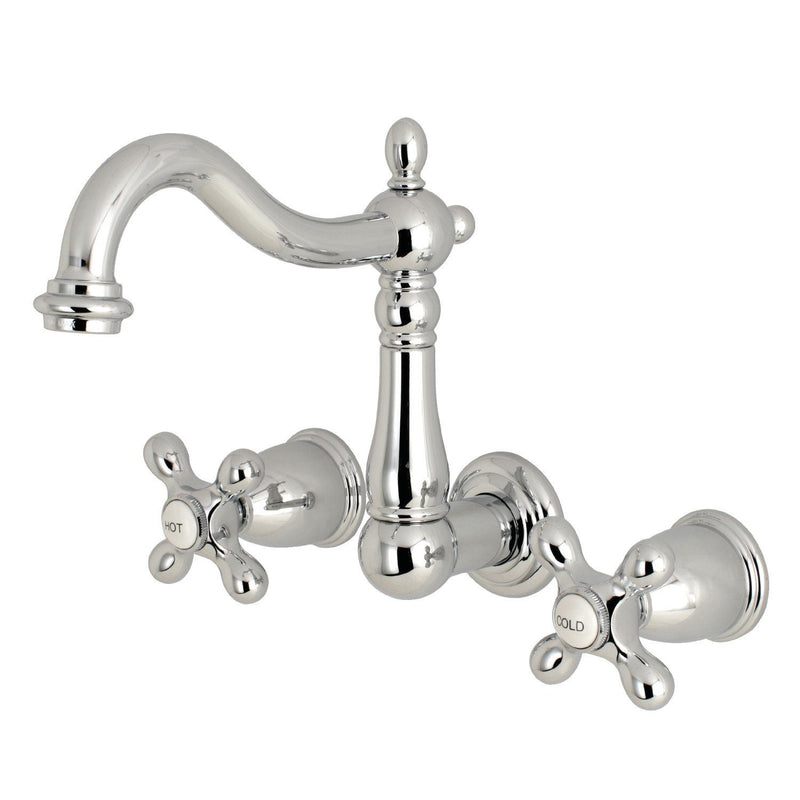 Heritage Double-Handle 3-Hole Wall Mount Bathroom Faucet
