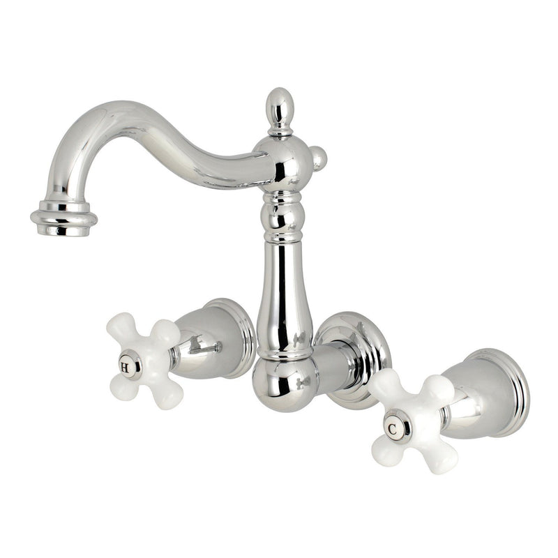 Heritage Double-Handle 3-Hole Wall Mount Bathroom Faucet
