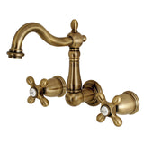 Heritage Double-Handle 3-Hole Wall Mount Bathroom Faucet