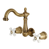 Heritage Double-Handle 3-Hole Wall Mount Bathroom Faucet