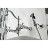 Heritage Double-Handle 3-Hole Wall-Mount Bridge Kitchen Faucet with Brass Sprayer