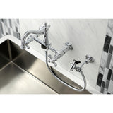 Heritage Double-Handle 3-Hole Wall-Mount Bridge Kitchen Faucet with Brass Sprayer