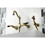 Duchess Two-Handle 2-Hole Wall Mount Bridge Kitchen Faucet with Brass Sprayer