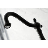Heritage Double-Handle 3-Hole Wall-Mount Bridge Kitchen Faucet with Brass Sprayer
