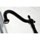 Heritage Double-Handle 3-Hole Wall-Mount Bridge Kitchen Faucet with Brass Sprayer
