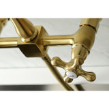 Heritage Double-Handle 3-Hole Wall-Mount Bridge Kitchen Faucet with Brass Sprayer