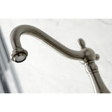 Heritage Double-Handle 3-Hole Wall-Mount Bridge Kitchen Faucet with Brass Sprayer