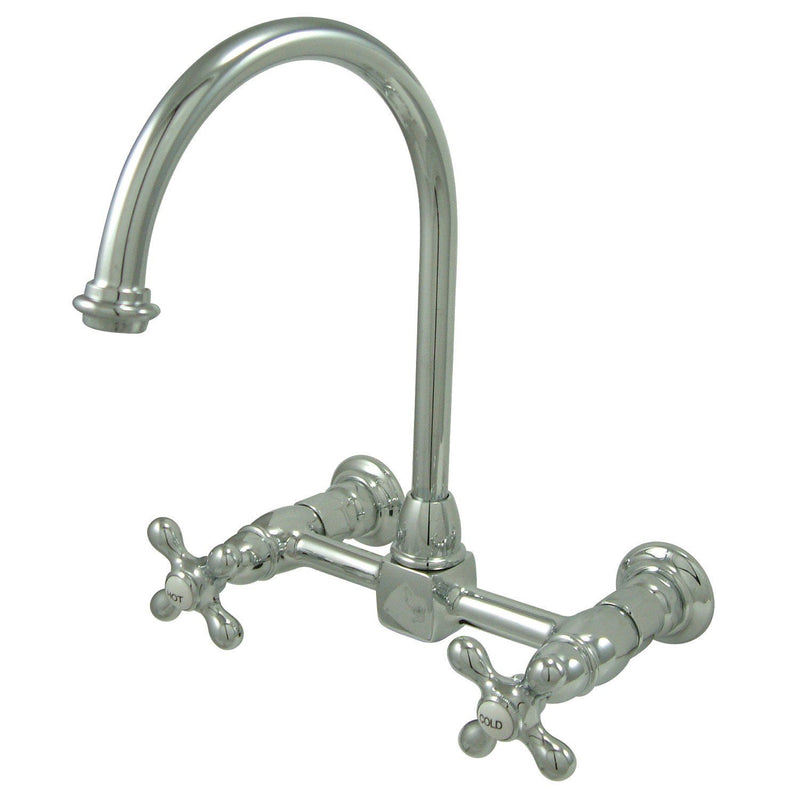 Restoration Double-Handle 2-Hole Wall-Mount Bridge Kitchen Faucet