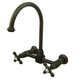 Restoration Double-Handle 2-Hole Wall-Mount Bridge Kitchen Faucet