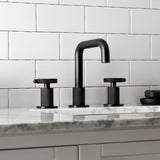 Webb Two-Handle 3-Hole Deck Mount Widespread Bathroom Faucet with Push Pop-Up