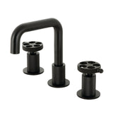 Webb Two-Handle 3-Hole Deck Mount Widespread Bathroom Faucet with Push Pop-Up