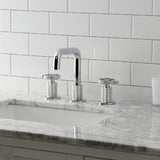 Webb Two-Handle 3-Hole Deck Mount Widespread Bathroom Faucet with Push Pop-Up
