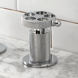 Webb Two-Handle 3-Hole Deck Mount Widespread Bathroom Faucet with Knurled Handle and Push Pop-Up Drain