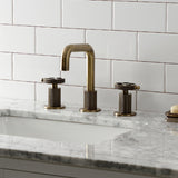 Webb Two-Handle 3-Hole Deck Mount Widespread Bathroom Faucet with Push Pop-Up