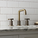 Webb Two-Handle 3-Hole Deck Mount Widespread Bathroom Faucet with Push Pop-Up