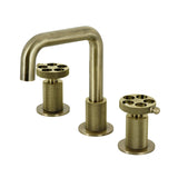 Webb Two-Handle 3-Hole Deck Mount Widespread Bathroom Faucet with Push Pop-Up