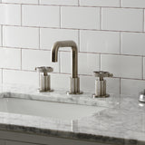 Webb Two-Handle 3-Hole Deck Mount Widespread Bathroom Faucet with Push Pop-Up