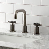 Webb Two-Handle 3-Hole Deck Mount Widespread Bathroom Faucet with Push Pop-Up