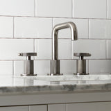 Webb Two-Handle 3-Hole Deck Mount Widespread Bathroom Faucet with Push Pop-Up