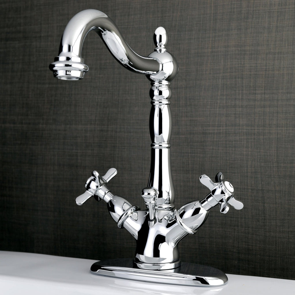 Essex Two-Handle 1-or-3 Hole Deck Mount Bathroom Faucet with Brass Pop-Up