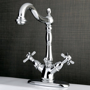Essex Double-Handle 1-or-3 Hole Deck Mount 4-Inch Centerset Bathroom Faucet with Brass Pop-Up