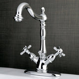 Essex Double-Handle 1-or-3 Hole Deck Mount 4-Inch Centerset Bathroom Faucet with Brass Pop-Up