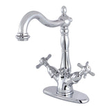 Essex Double-Handle 1-or-3 Hole Deck Mount 4-Inch Centerset Bathroom Faucet with Brass Pop-Up