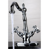 Vintage Double-Handle 1-or-3 Hole Deck Mount 4-Inch Centerset Bathroom Faucet with Brass Pop-Up