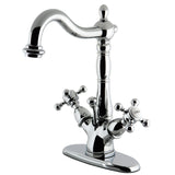 Vintage Double-Handle 1-or-3 Hole Deck Mount 4-Inch Centerset Bathroom Faucet with Brass Pop-Up