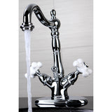 Heritage Double-Handle 1-or-3 Hole Deck Mount 4-Inch Centerset Bathroom Faucet with Brass Pop-Up