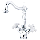 Heritage Two-Handle 1-or-3 Hole Deck Mount Bathroom Faucet with Brass Pop-Up