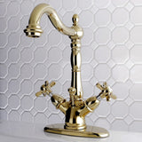 Essex Double-Handle 1-or-3 Hole Deck Mount 4-Inch Centerset Bathroom Faucet with Brass Pop-Up