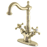 Vintage Double-Handle 1-or-3 Hole Deck Mount 4-Inch Centerset Bathroom Faucet with Brass Pop-Up