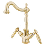 Victorian Two-Handle 1-or-3 Hole Deck Mount Bathroom Faucet with Brass Pop-Up