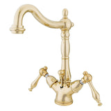 Naples Two-Handle 1-or-3 Hole Deck Mount Bathroom Faucet with Brass Pop-Up